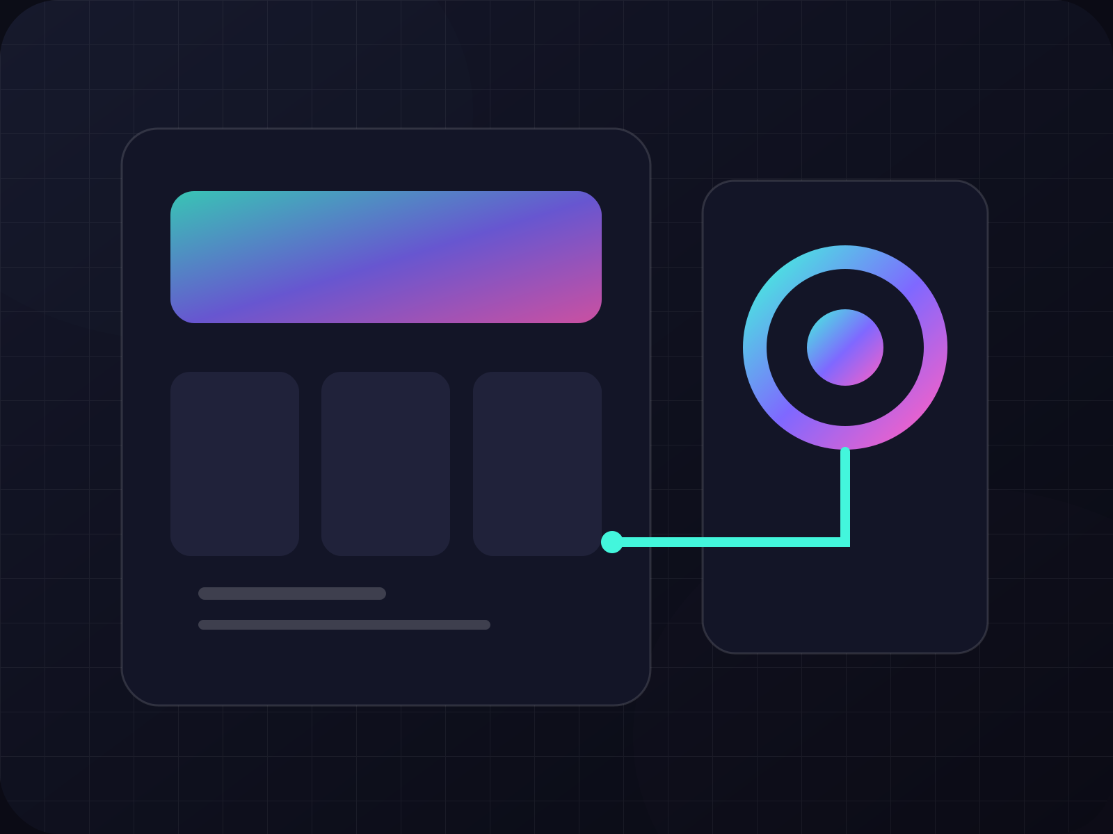 Abstract illustration of an e-commerce system and connected data flows